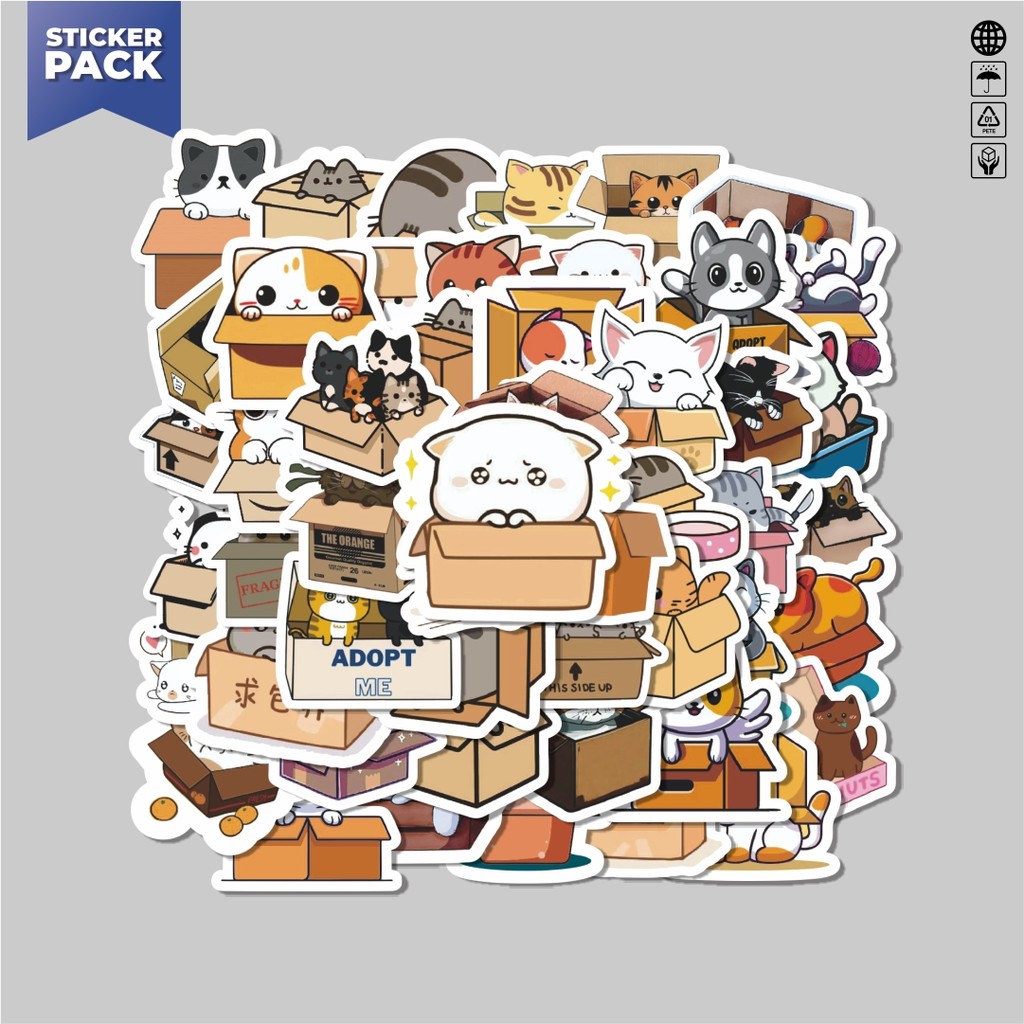 

[100PCS]Stiker Pack Stiker Cat/Kucing Kawaii V2 Aesthetic Vinyl Anti Air Dekorasi Sticker Laptop Buku Journal Koper Helm Casing HP Gitar Helm Skateboard