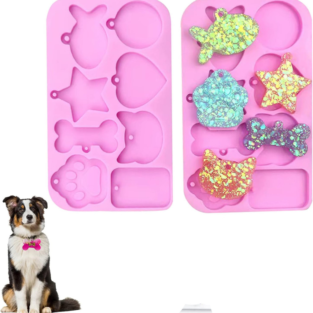 

Pet Tag Resin Silicone Molds Pet Keychain Resin Molds for Dog Cat Great for Making DIY Crafts Tag Charm Pendant