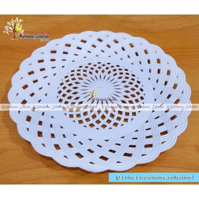 BISA COD 6 PCS Piring Rotan Bunga / Piring Plastik Bunga Putih / Piring Plastik Murah / Piring Canti