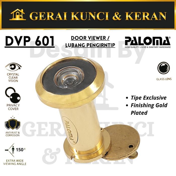 

PALOMA DVP 601 602 603 604 Door Viewer Lubang Intip Pintu Kaca Lensa Intip ANGLE 150-160 DERAJAT - Gold PlatedSale
