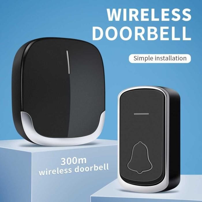 

Bel Pintu Wireless Door Bell Waterproof EU Plug 59 Chimes IP44 - Hitam