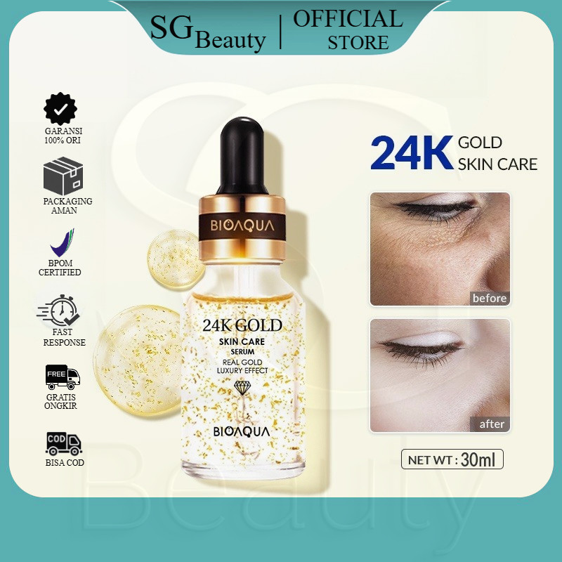 【BPOM】BIOAQUA Serum Wajah Goldzan Essence Cream 50g 24K Gold Skin Care Essence 30ml/50ml Facial Clea