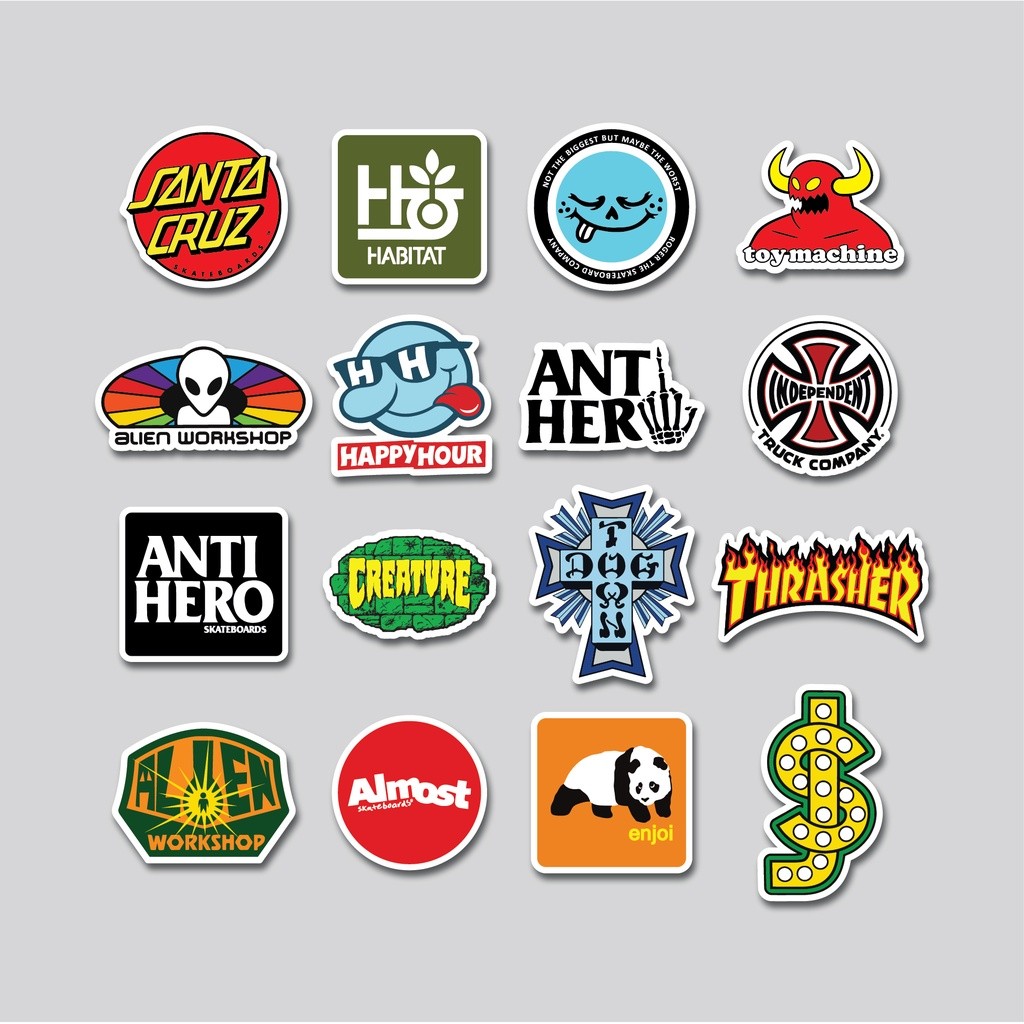 

STICKER PACK SKATEBOARD BRAND LOGO | STICKER TUMBLR | STIKER LAPTOP KOPER HELM TERBARU