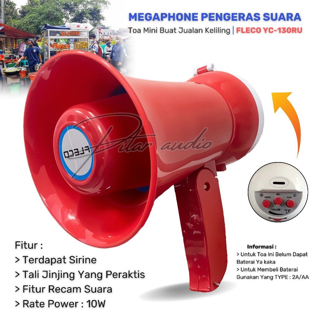 TOA Megaphone Mini Fleco HW-1R Multifungsi / Pengeras Suara, Rekam Dan Sirene -  Toa untuk kakak jua