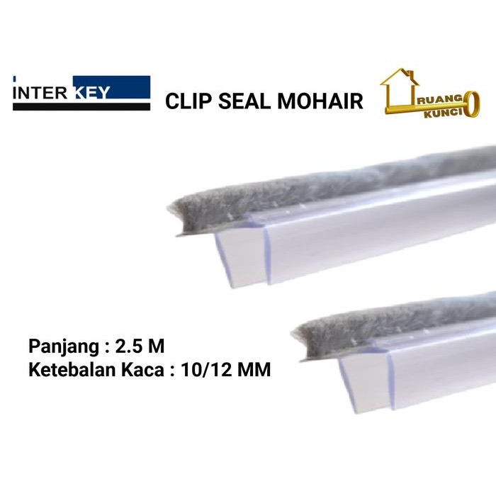 Clip Seal Pintu Kaca Mohair Bulu Klip Seal Mohair Ukuran 10/12mm 250cm - 10/12mm@2.5m