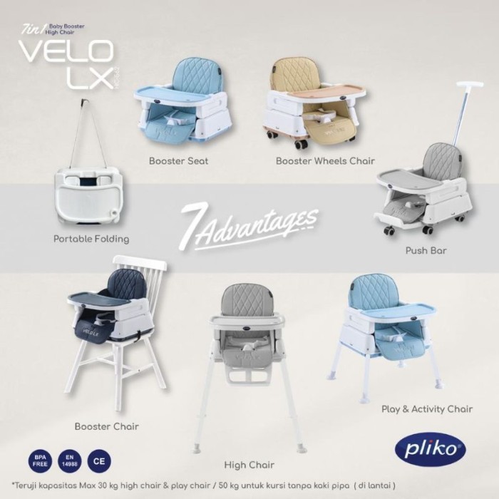 High Chair Pliko 7in1 Velo DX HC-566/ VELO LX HC-562 / Velo CX HC-565 / Velo LX 6in1 HC 560 /Kursi M