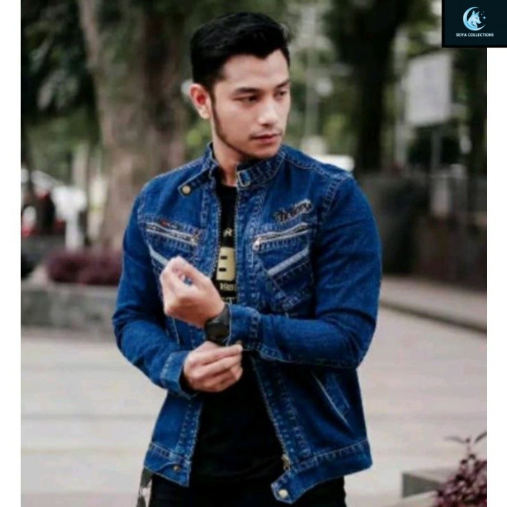 *promo*|| jaket jeans pria resleting ukuran L, XL,XXL,XXXL |  jaket denim zipper pria terbaru | jake