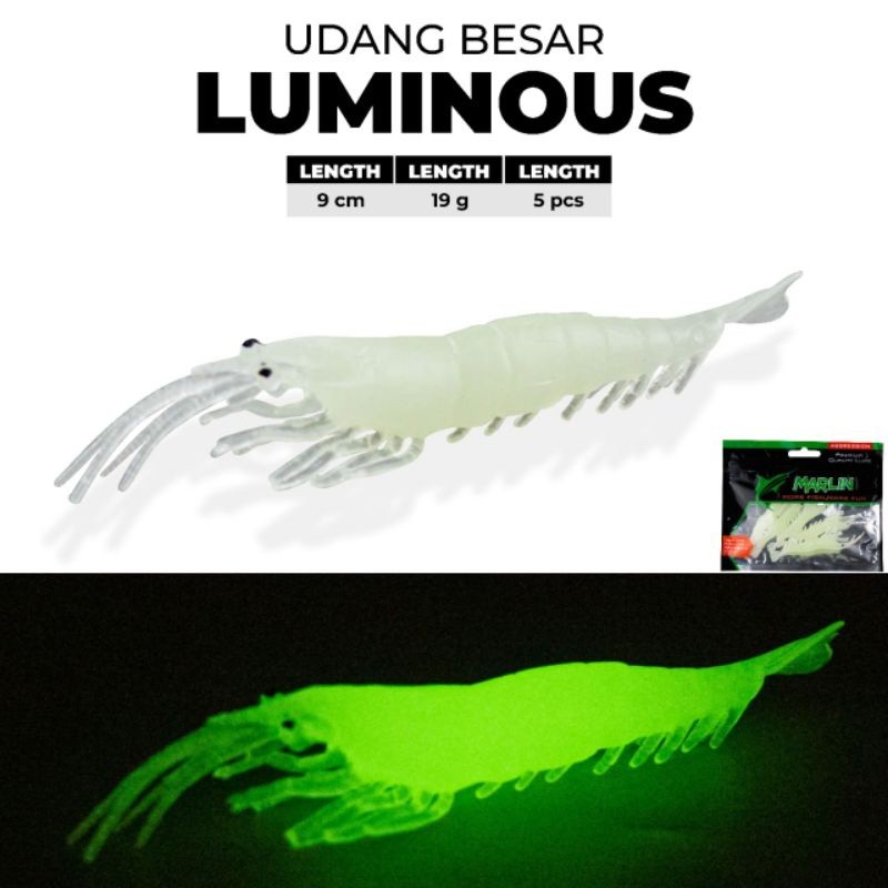 UMPAN UDANG LUMINOUS GID || UMPAN UDANG GLOW IN THE DARK 9 CM