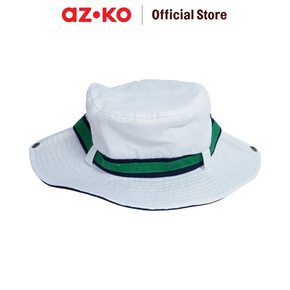 AZKO Ataru Topi Bucket Dengan List - Hijau/Putih Aksesoris Kepala Bucket Hat Topi Stylish Unisex Ser