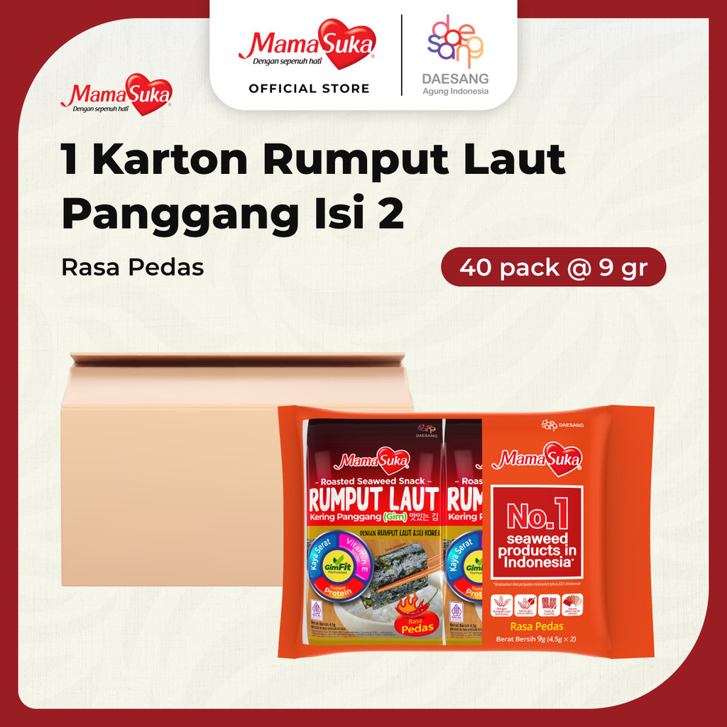 

MamaSuka - Rumput Laut Panggang Pedas Isi 2 (Karton @ 40 pack)