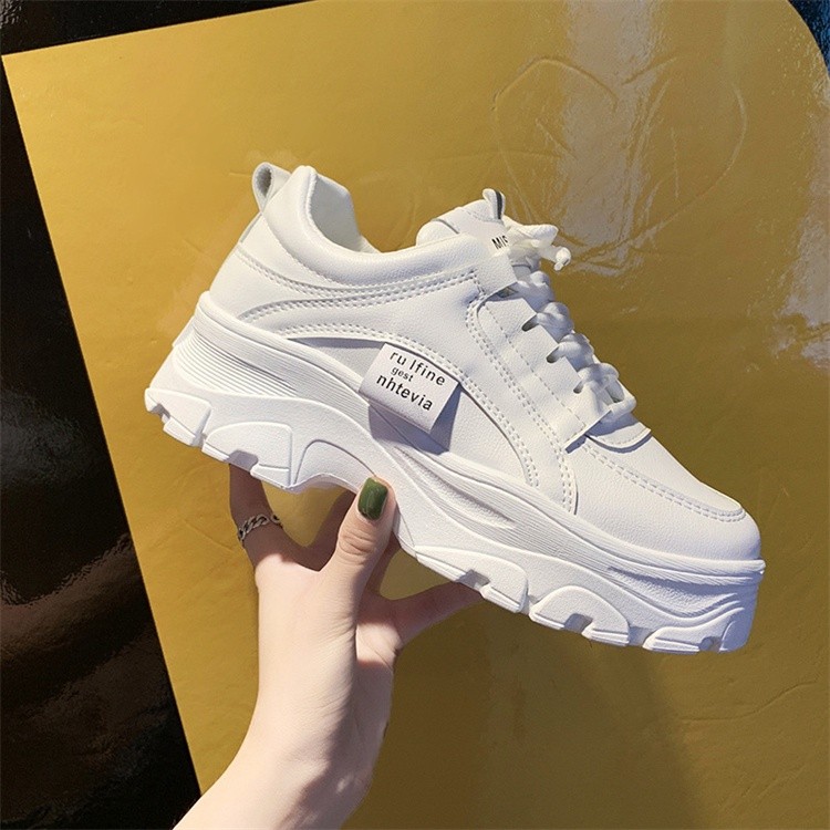Sepatu Sneakers Korea Wanita Sepatu Wanita Sneakers Putih Platform Tinggi Korean Fashion