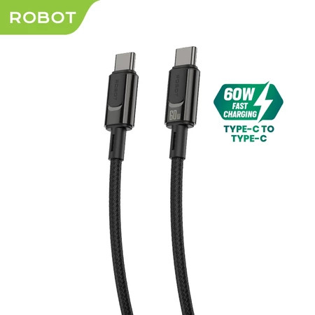 ROBOT Kabel Data RZCC100 Type C to Type C 60W 1m kabel tepsi to tepsi Original garansi