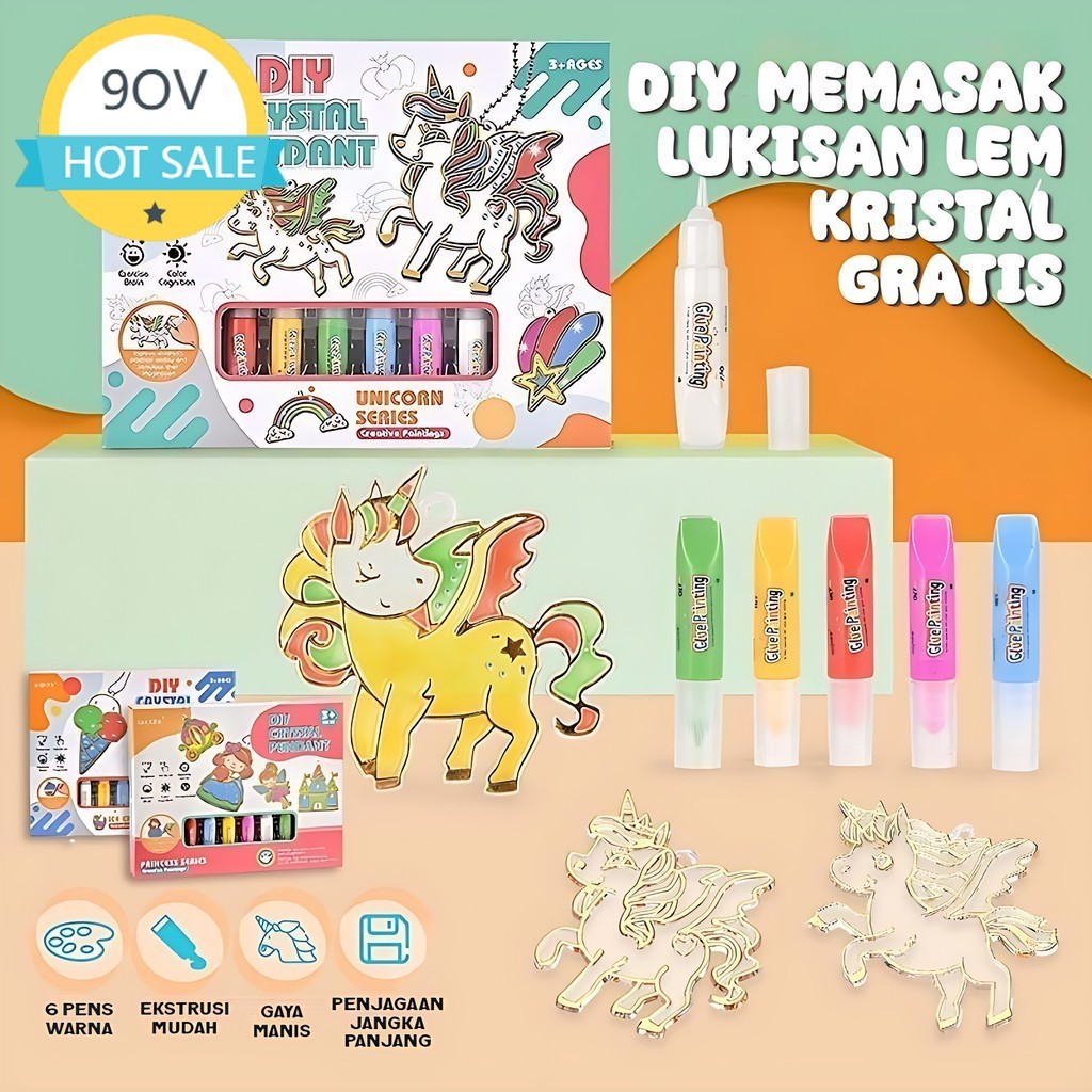 

COD Produk anak Diy Dyed Keychain Accessories Diy Crystal Pendant Studio Diy Painting Glass