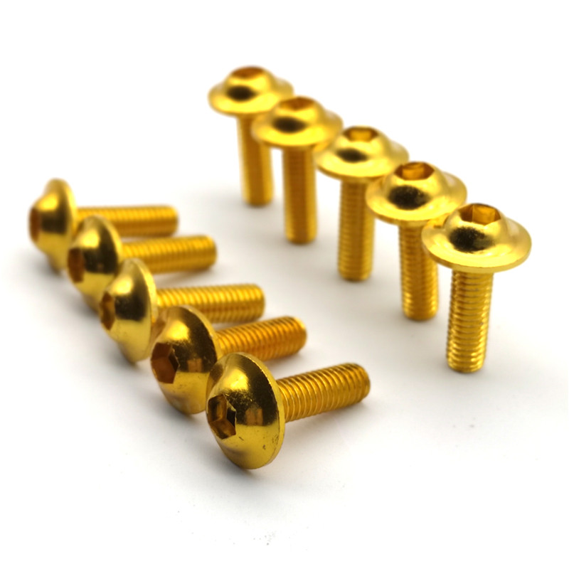 

10pcs m6 x 20mm Black Red Blue Gold Anodised Aluminium Fairing Bolts Motorcycle Bolt Screws