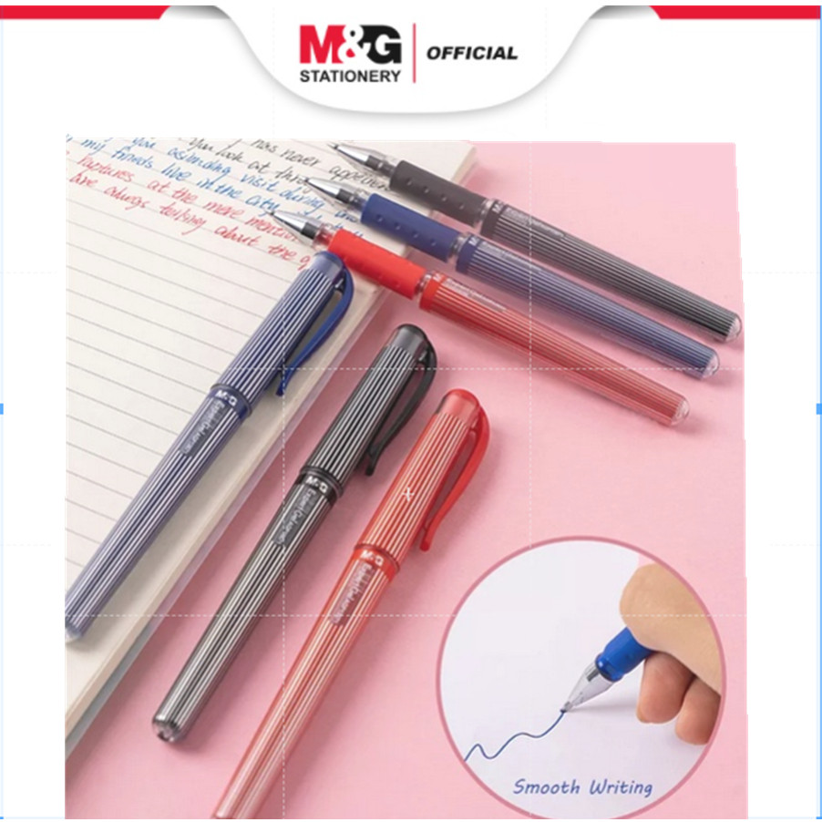 

M&G Pulpen Gel Murah Berkualitas Anti Luntur Warna Merah Biru Hitam Tinta Awet & Tidak Mudah Macet Ballpoint Expert Barrel Tip 0.7mm/PCS