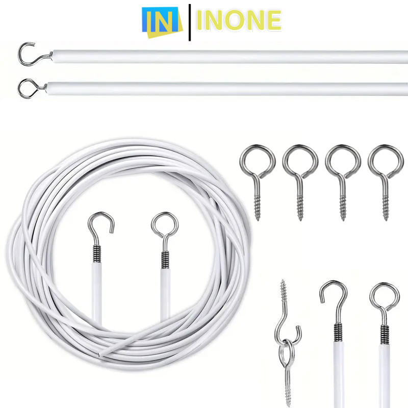 INONE - Kawat Spiral Gorden Dan Hook Tempel Gorden Kolong Dapur Tali Gorden