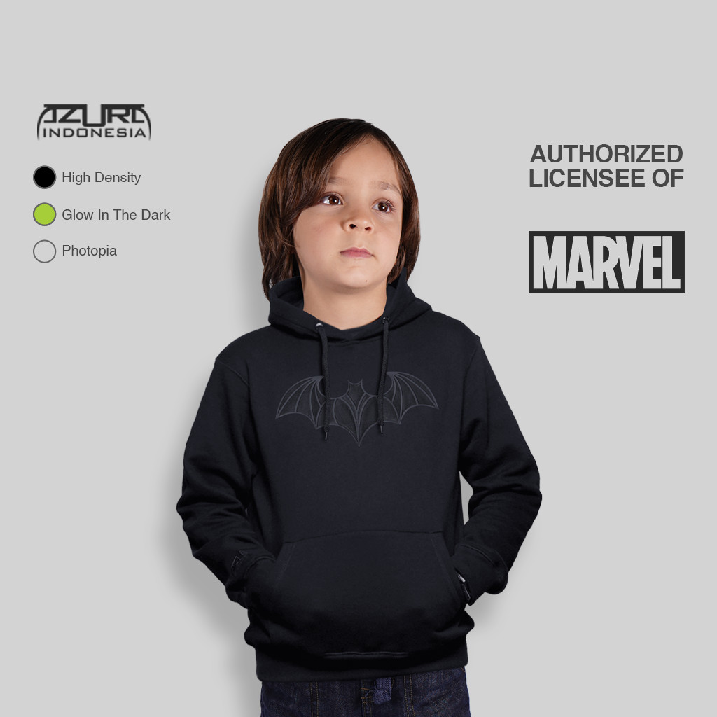 Azura Hoodie DC Comics Original Batman Arkham Logo 3D Line Black Glow (Anak)