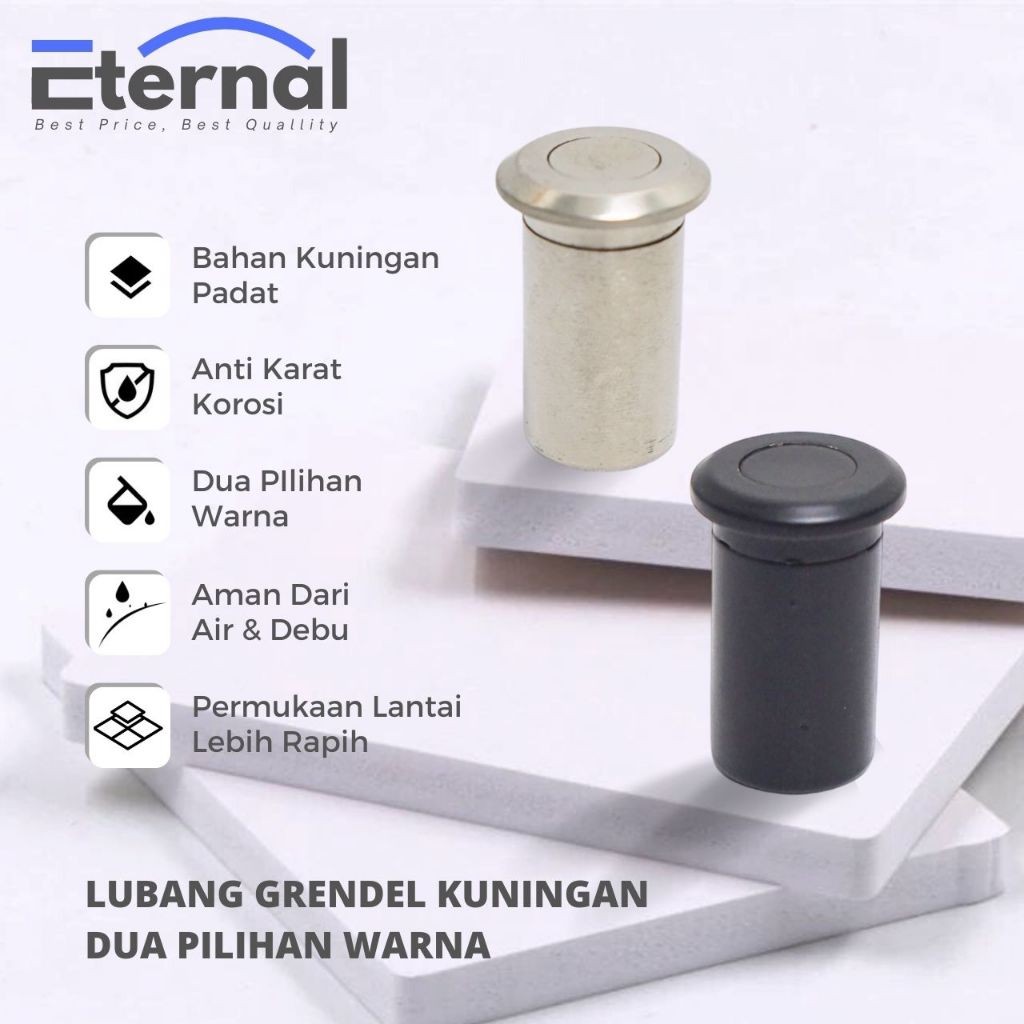 ETERNAL - Lubang Slot Kunci Grendel Tanam Anti Debu Lantai Dust Proff 12 mm - Warna Silver Hitam