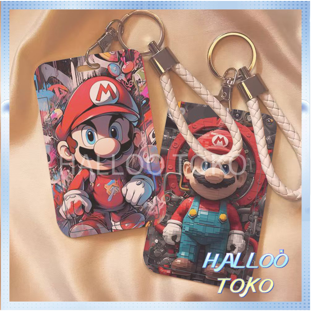 

ID CARD HOLDER MOTIF KAWAII TEMPAT KARTU PHOTOCARD PHOTO CARD Pelindung + Tali,Mario dewasa dan Mario kecil