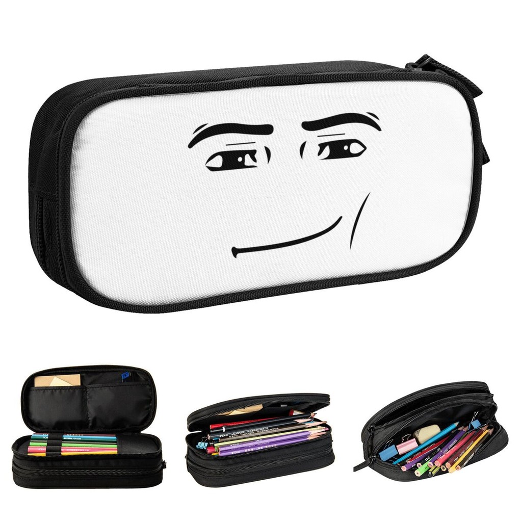 

Man Face Pencil Cases Robloxx Face Pencilcases Pen Holder for Girls Boys Big Capacity Bag School Supplies Zipper Stationery