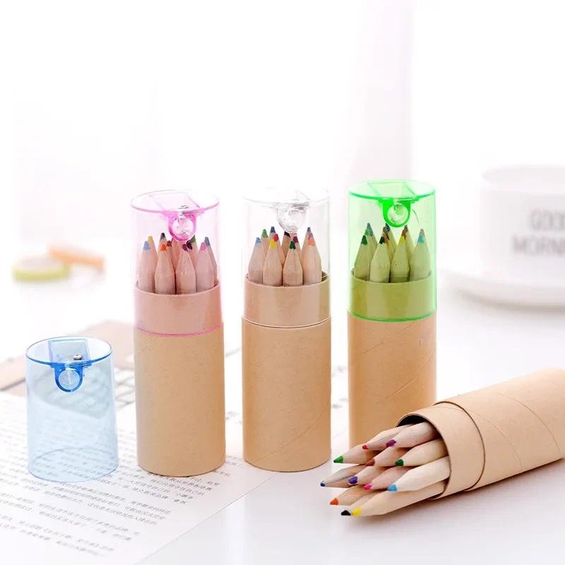 

12/6Colors Barreled Colored Pencils Kawaii Child Drawing Art Pencils Crayon Student Drawing Sketching School Stationery Supplies