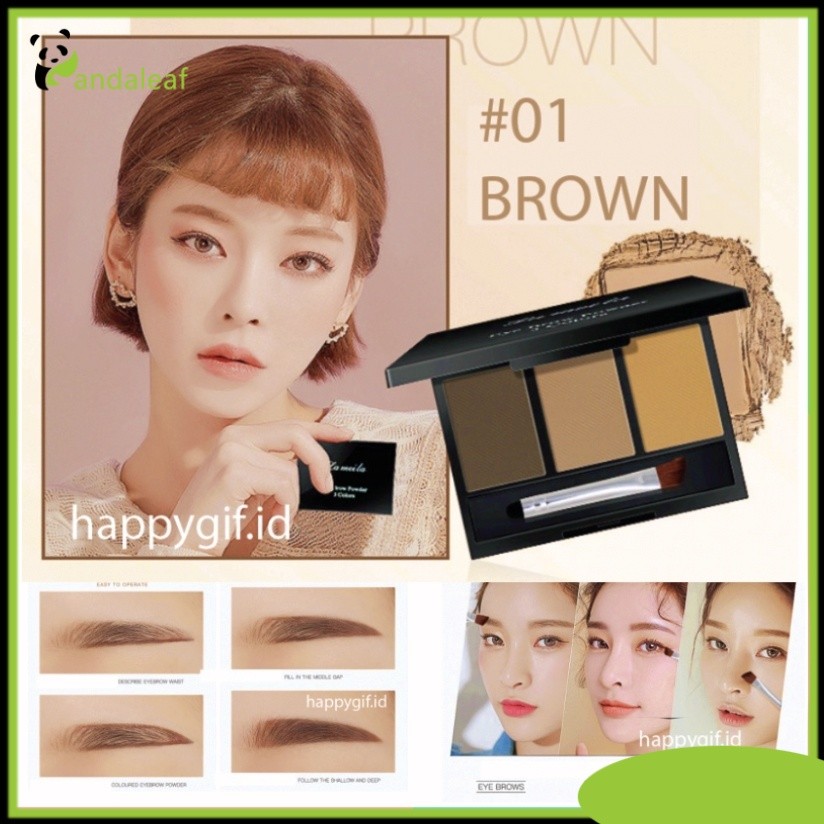 Eyebrow 3 in 1 Color Powder Bedak Alis Waterproof LA146 3605 Pandaleaf