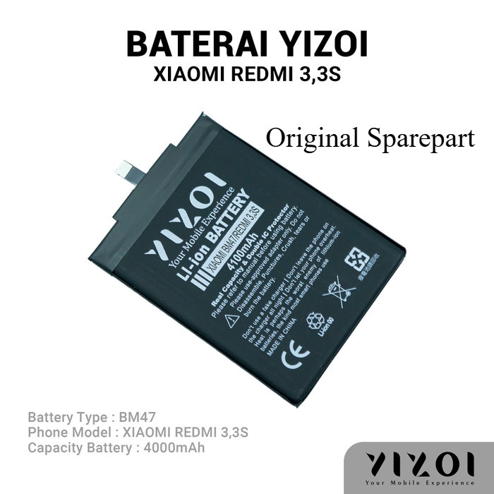 Baterai Kualitas Original YZI  Baterai XIAOMI BM47 / REDMI 3 / REDMI 3S / REDMI 4X / REDMI 3 PR