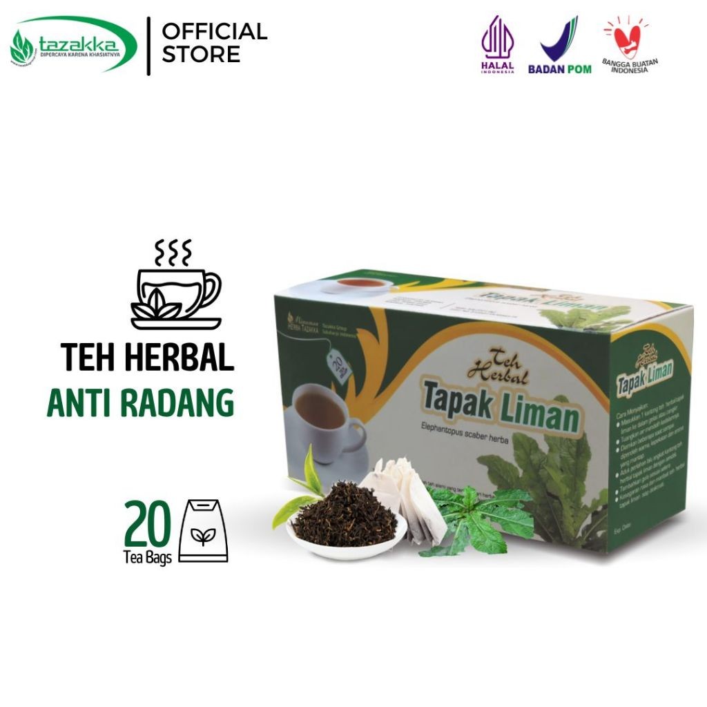 

TAZAKKA Teh Tapak Liman Kering Herbal kesehatan Celup 20 Tea Bag Obat Liver Anti Kanker Antiradang