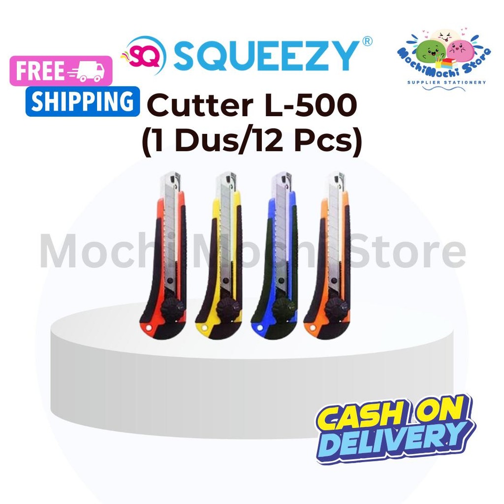 

PER DUS/12PCS Cutter Squeezy L-500 CK-SQ-2087 | Cutter Besar | Pemotong Kertas Cutter L500 | Pisau Cutter Besar SQUEEZY L-500 | Working Cutter