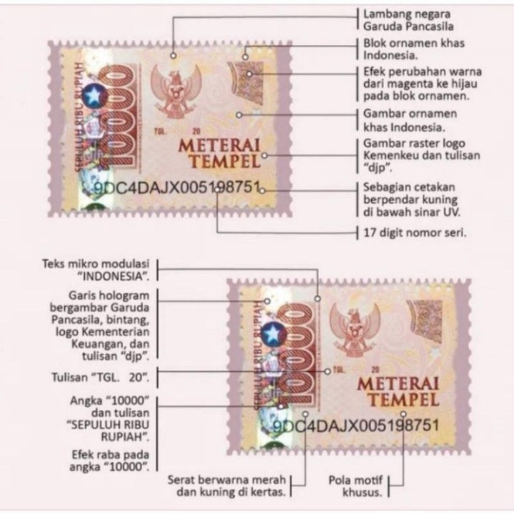 Materai Meterai 10000 Pos Indonesia isi 50 Pcs   TERMURAH.