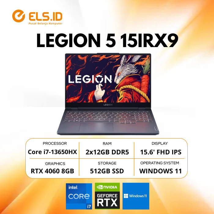 Lenovo Legion 5 15IRX9 Intel i7-13650HX 24GB SSD 512GB RTX4060 15.6" FHD W11+OHS