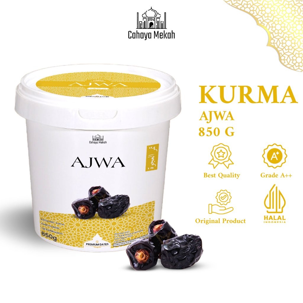 

Cahaya Mekah Kurma Ajwa Kurma Nabi Ember 850 g Premium Original High