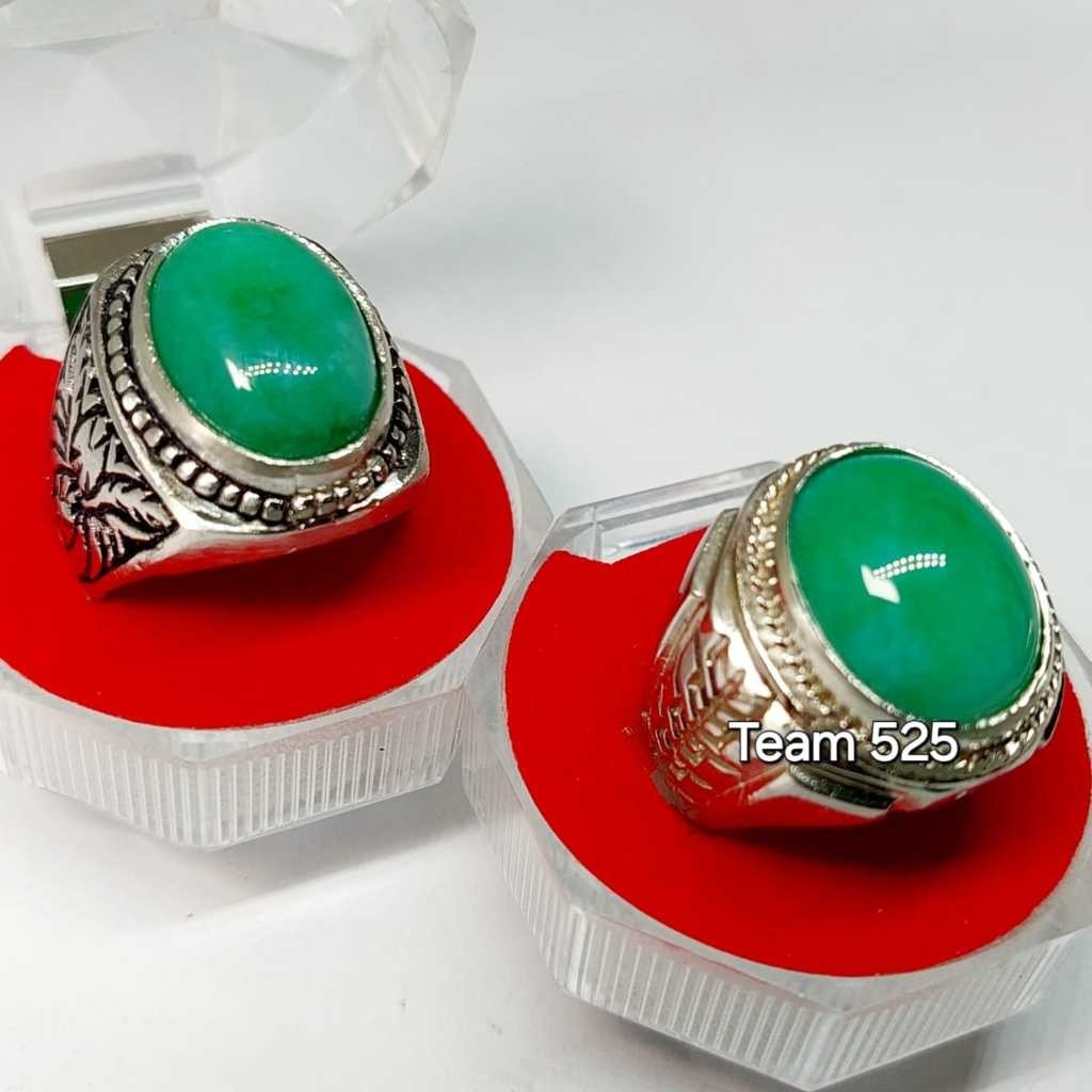 Cincin batu giok hijau / green jade kristal tembus plong / giok china burma / cincin asli pria wanit