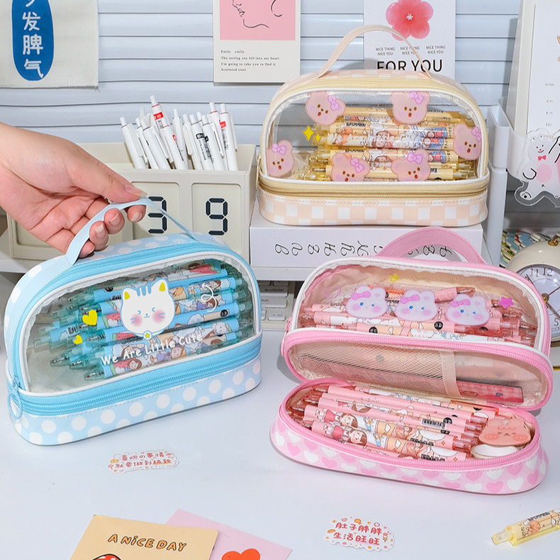 

Pen Bag / untuk mahasiswa SMA Junior Portable Cute Simple Stationery Box / Lucu Kotak Pensil Serbaguna Motif Animal Dompet pouch make up kosmetik wanita
