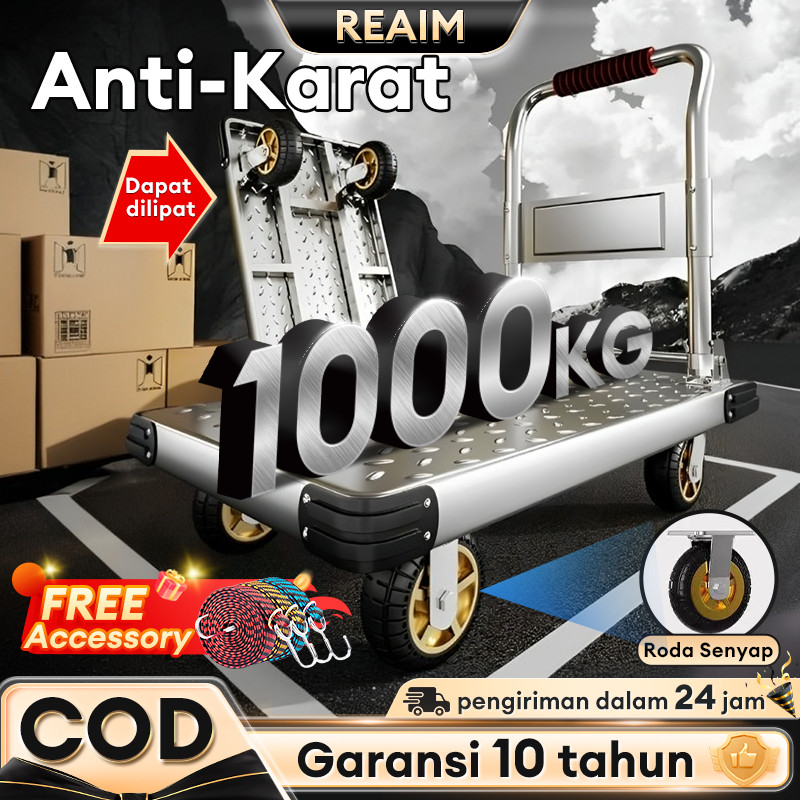 Troli Barang Lipat Model Besi troli serbaguna troli galon Besi Ringan Lipat  Baja Kuat Tebal Troli