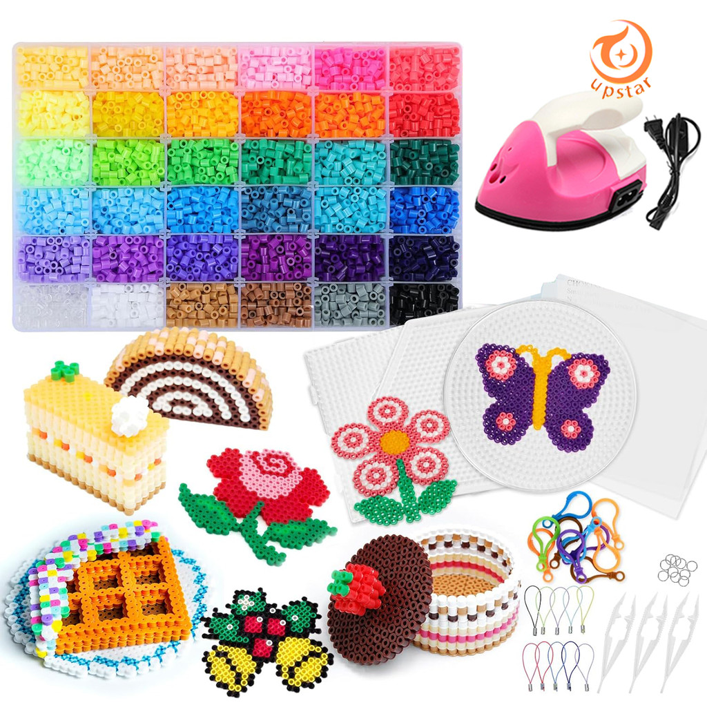 14000 Buah Kit Kerajinan Manik-manik Sekering 24 Warna Set Manik-manik Peleburan 5mm Untuk Anak Pere