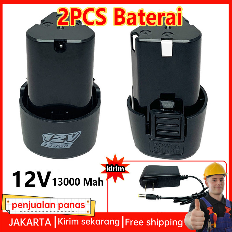 2PCS Batrai baterai bor cordless 12v 1300mah 12 volt jld Baterai Bor Cordless Li-Ion 12 Volt Baterai