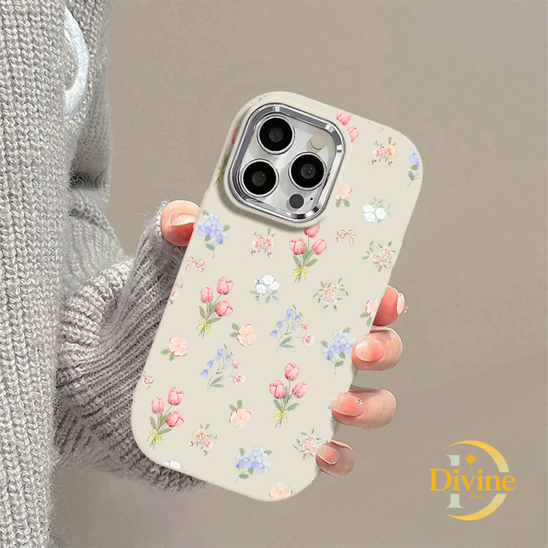 Casing IPhone Bunga peony Soft Case Lucu Chubby Case untuk IPhone 11 12 13 14 15 Pro Max X XR XS Max