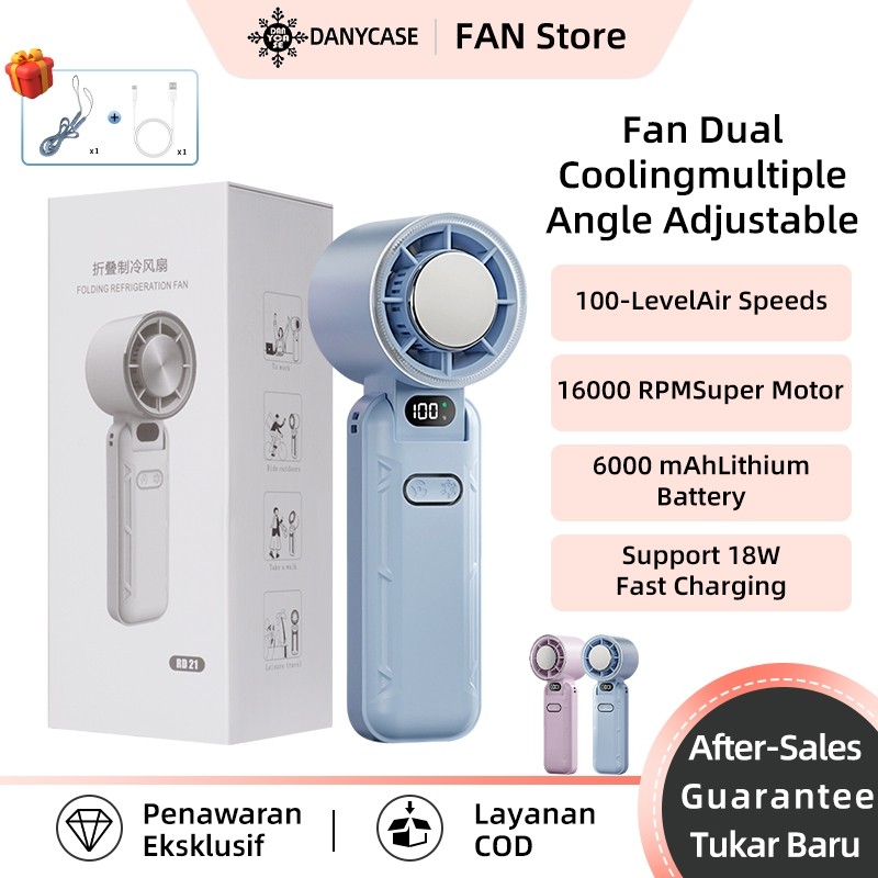DanyCase 6000 mAh Turbo Jet Mini Fan Rechargeable kipas angin Handheld kipas angin portable Neck Coo