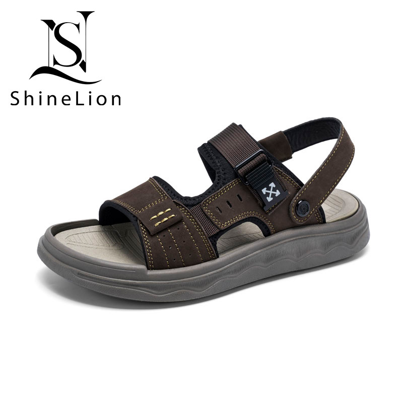 ShineLion KP-2516 Sandal Pria Original 100% Nyaman Tahan Lama Bernapas Anti Slip Kulit Asli Sandal G