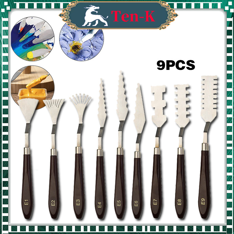 

9PCS Palette Knife Pisau Lukis Drawing Spatula Oil Painting Scraper Drawing Spatula Cake Painting Paint