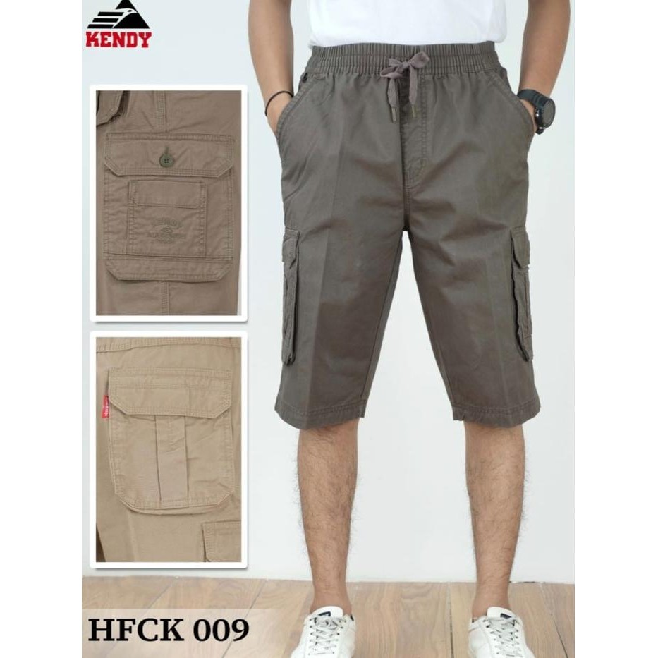 Celana KENDY Original Pendek Cargo RIP (Lingkar Karet) HFC || 0047 - 28, Cream/Mocca
