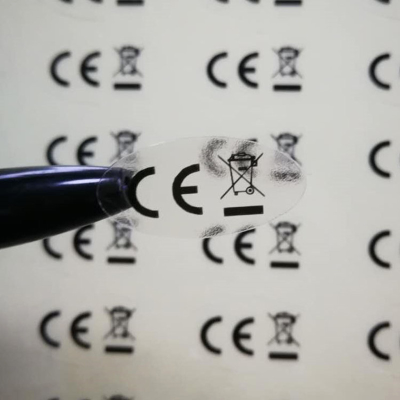 

200pcs spot certified CE trash can WEEE recycling logo oval transparent sticker black trash can environmental sticker