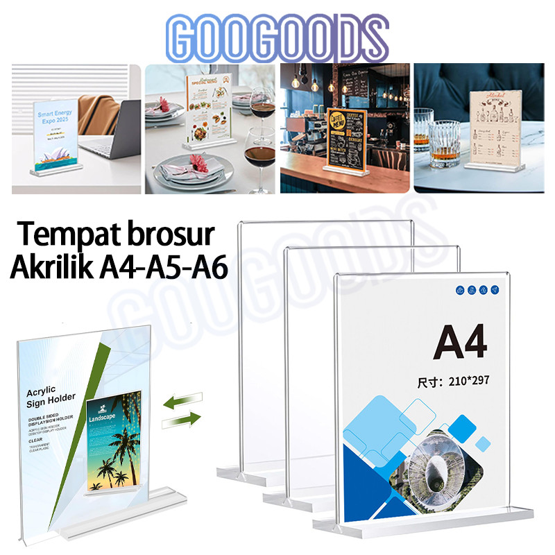 

GG Tempat Brosur Akrilik A4 Tebal 1.5mm /Tent Card Akrilik Display Meja/Standing Display Brosur