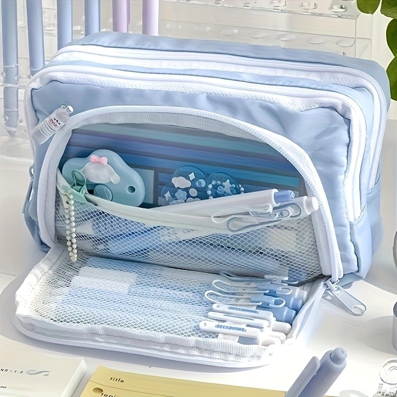 

Kawaii Pencil Case 3 Layers Cute Pen Bag Large Capacity Korean Organizer Pouch for Student Back to School Supplies Stationery