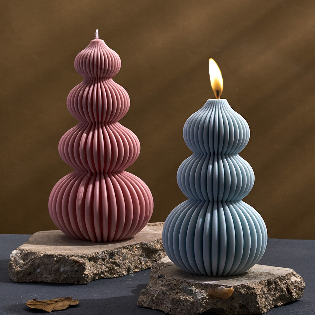 

Geometric Large Striped Candle Silicone Molds DIY Handmade 3D Roman Column Stack Lanterns Soy Wax Mould Plaster Craft Home Decor