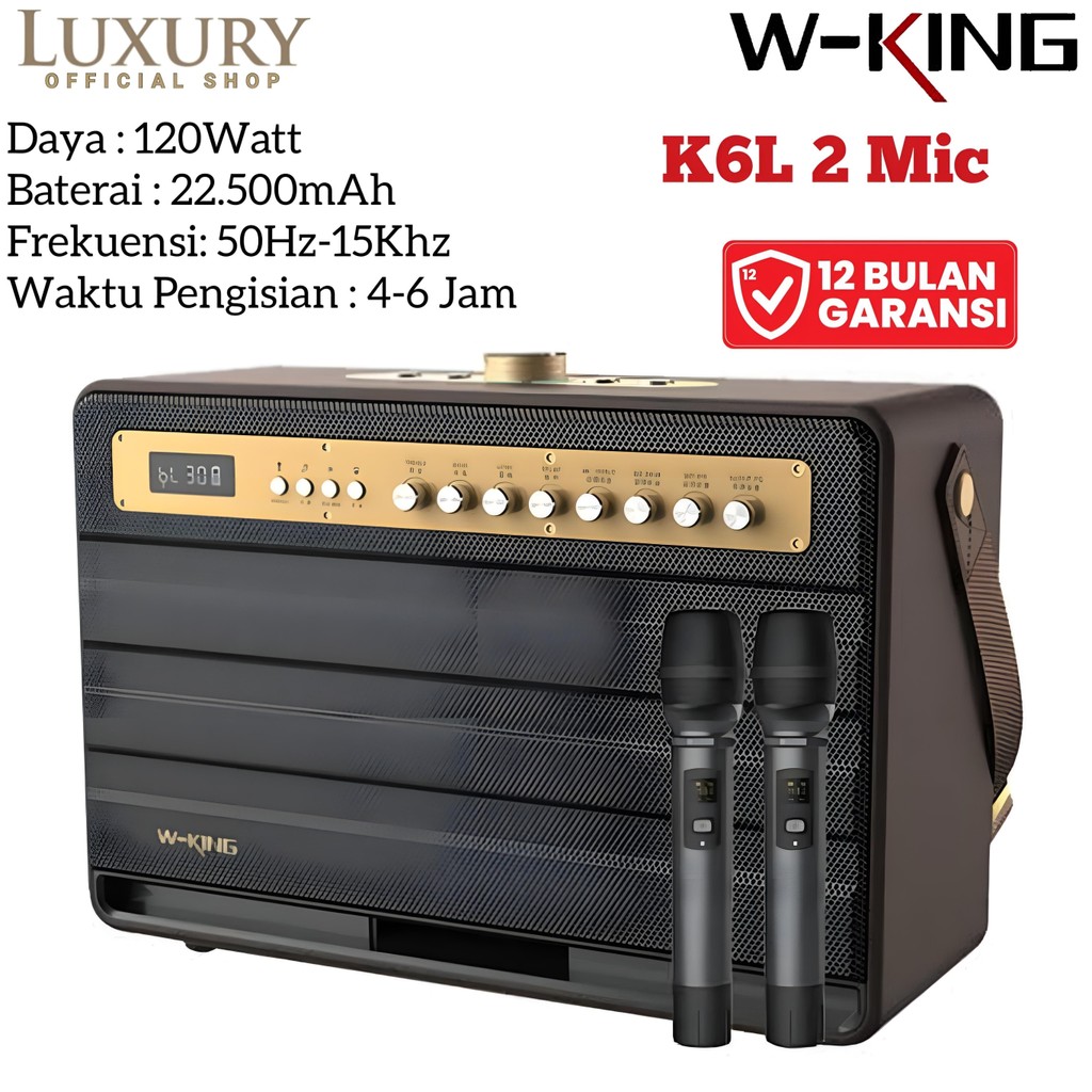Speaker Bluetooth Karaoke Wking TWS K6L 2 Mic Party Box Sound Bass Traveling Portable