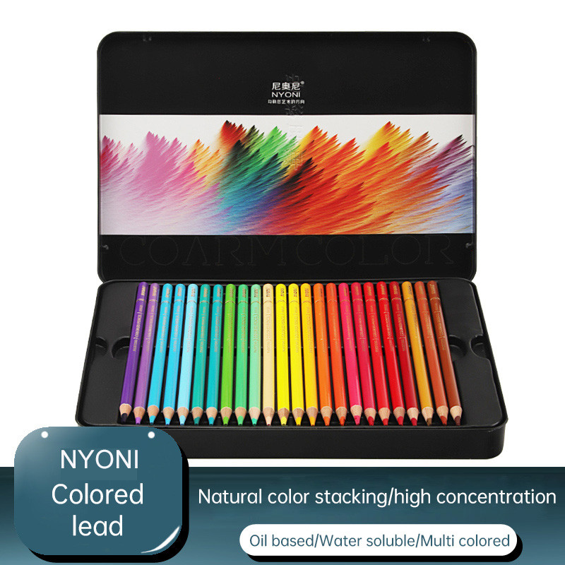 

NYONI 24/36/48/72/120 Colors Oily Color Pencil Artist Drawing Wooden Colored Pencil Set Water-soluble Soft Core Art Painting