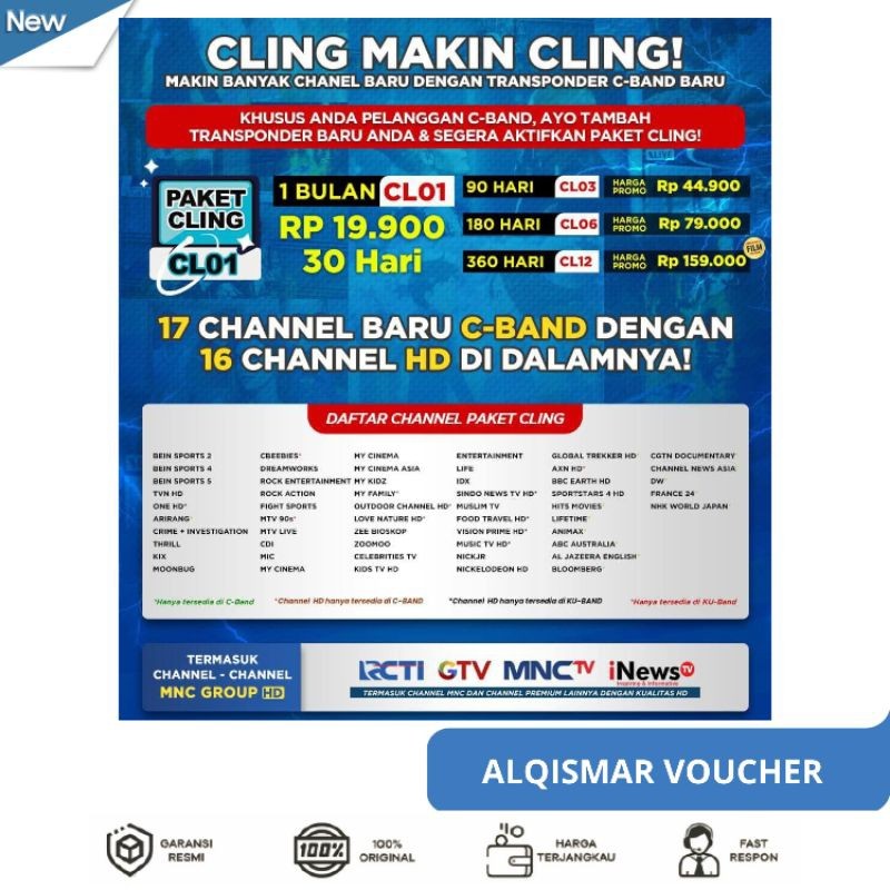 TV Voucher Paket Cling Recaiver K-Vision 6Bulan Dan 12Bulan Variasi NEW
