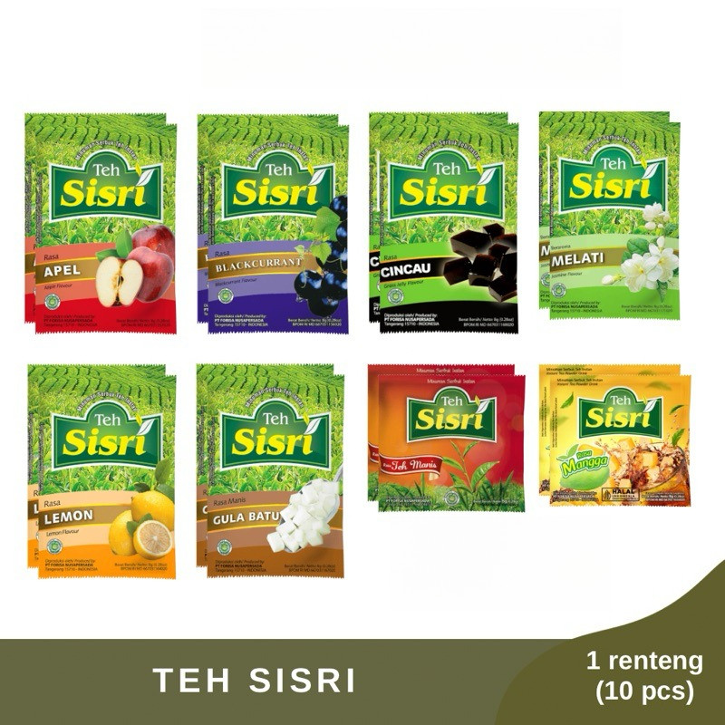 

Teh Sisri Gula Batu Cincau Sachet / Teh Sisri Renteng 1 Renteng isi 10 pcs (1 Renteng)
